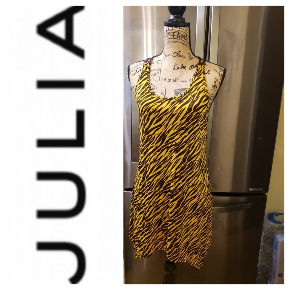 JULIA, Yllw & Brwn Zebra Design, Crochet Back, M/L